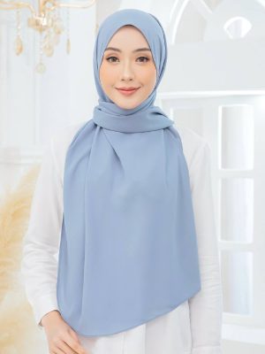 Tyra Curve Shawl - Steel Blue