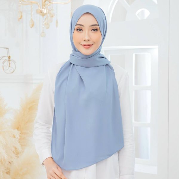 Tyra Curve Shawl - Steel Blue